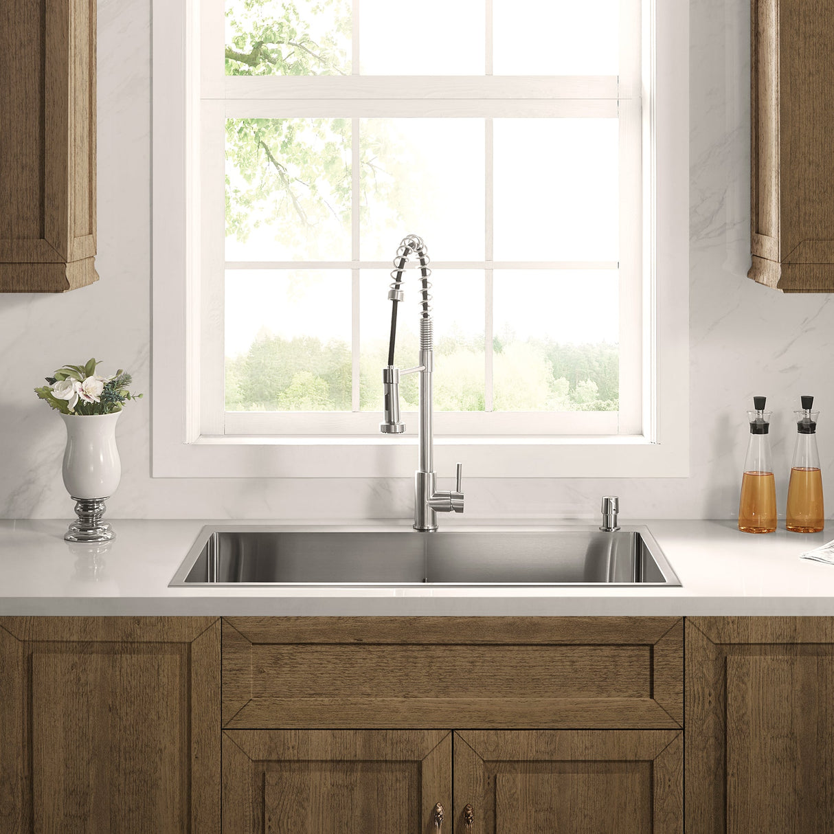 Stainless Steel 36 - in. Double Bowl Drop - in or Undermount Kitchen Sink with Thin Divider DDG3622R - Serene Valley