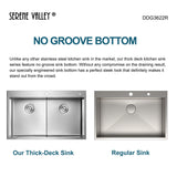 Stainless Steel 36 - in. Double Bowl Drop - in or Undermount Kitchen Sink with Thin Divider DDG3622R - Serene Valley