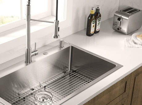 Stainless Steel 36 - in. Single Bowl Drop - in or Undermount Kitchen Sink with Thick Deck and Grid, DS3622R - Serene Valley