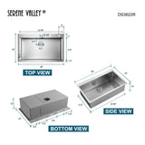 Stainless Steel 36 - in. Single Bowl Drop - in or Undermount Kitchen Sink with Thick Deck and Grid, DS3622R - Serene Valley