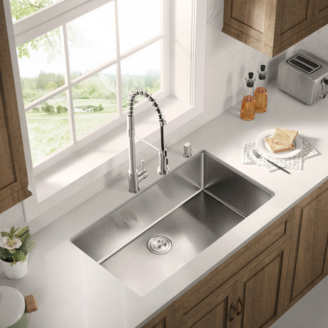 Stainless Steel 36 - in. Single Bowl Drop - in or Undermount Kitchen Sink with Thick Deck and Grid, DS3622R - Serene Valley