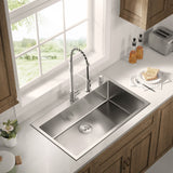 Stainless Steel 36 - in. Single Bowl Drop - in or Undermount Kitchen Sink with Thick Deck and Grid, DS3622R - Serene Valley