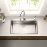 Stainless Steel 36 - in. Single Bowl Drop - in or Undermount Kitchen Sink with Thick Deck and Grid, DS3622R - Serene Valley