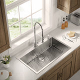 Stainless Steel 36 - in. Single Bowl Drop - in or Undermount Kitchen Sink with Thick Deck and Grid, DS3622R - Serene Valley