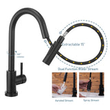 Touch Sensor with Pull - Down Sprayer Kitchen Faucet STK211MB, Single Lever Handle with Deck Plate, Matte Black MB Finish - Serene Valley