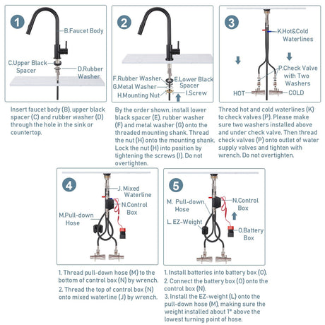 Touch Sensor with Pull - Down Sprayer Kitchen Faucet STK211MB, Single Lever Handle with Deck Plate, Matte Black MB Finish - Serene Valley