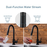 Touch Sensor with Pull - Down Sprayer Kitchen Faucet STK211MB, Single Lever Handle with Deck Plate, Matte Black MB Finish - Serene Valley