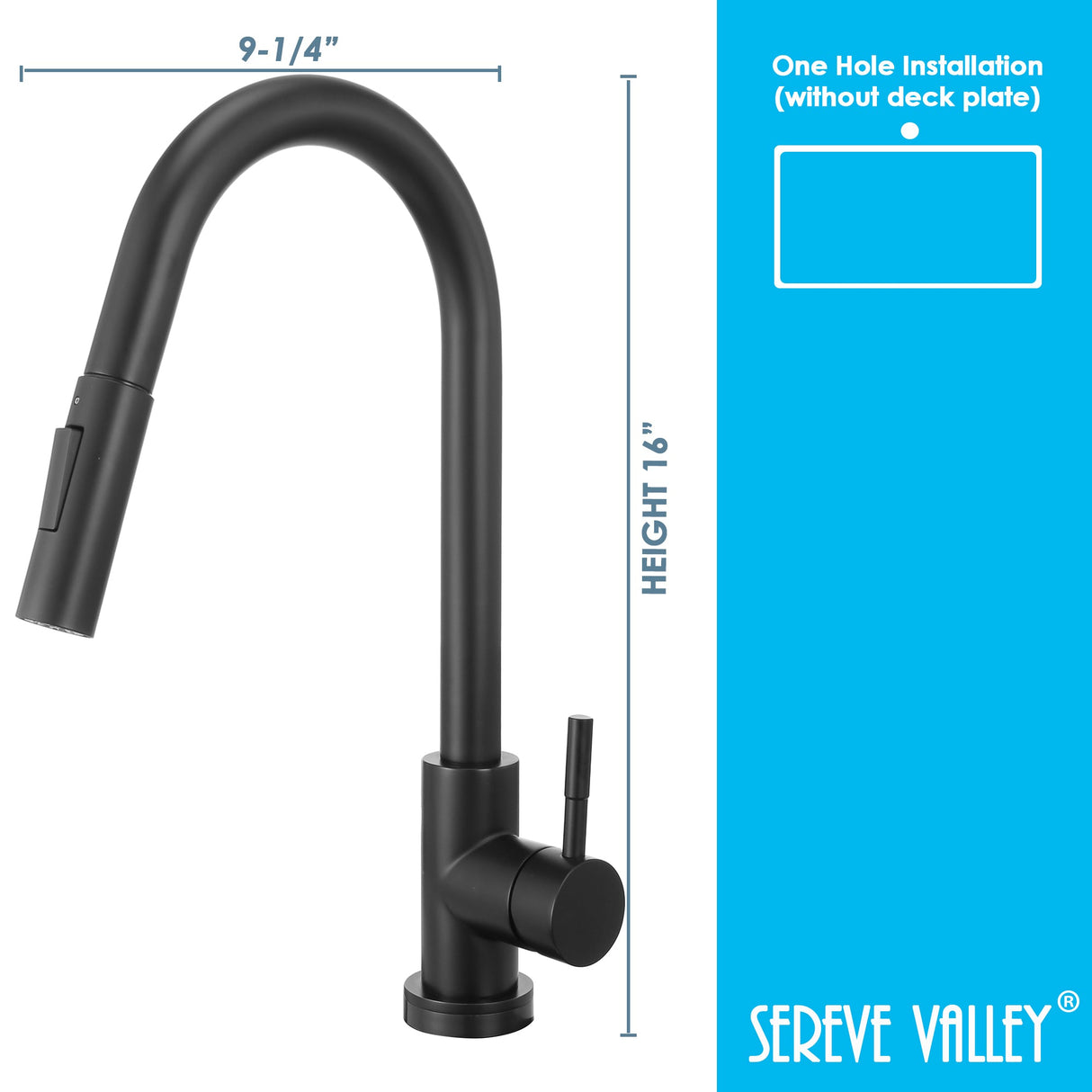 Touch Sensor with Pull - Down Sprayer Kitchen Faucet STK211MB, Single Lever Handle with Deck Plate, Matte Black MB Finish - Serene Valley