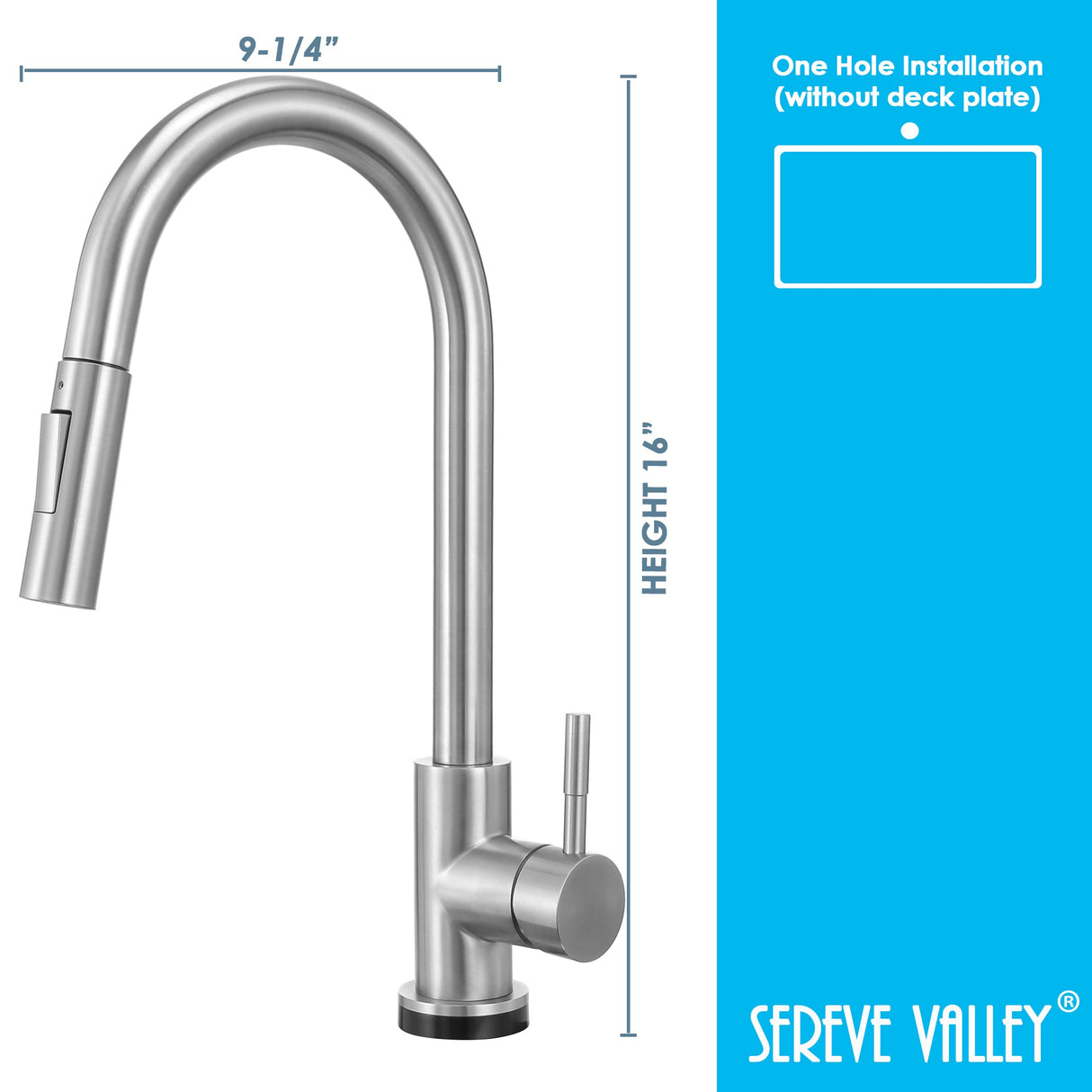 Touch Sensor with Pull - Down Sprayer Kitchen Faucet STK211ST, Single Lever Handle with Deck Plate, Stainless Steel ST Finish - Serene Valley