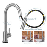 Touch Sensor with Pull - Down Sprayer Kitchen Faucet STK211ST, Single Lever Handle with Deck Plate, Stainless Steel ST Finish - Serene Valley