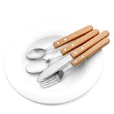 4PCS FLATWARE SET WITH WOODEN HANDLE