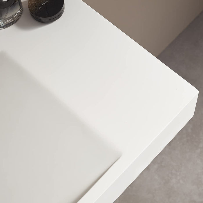Serene Valley 47" Floating or Countertop Bathroom Sink, V-Shape Drain Design, Solid Surface Material in Matte White, SVWS606-47WH