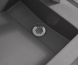 Serene Valley Bathroom Floating Sink, 24" Wall-Mount Sink with Built-in Towel Bar, Solid Surface Material in Matte Gray SVWS604-24GR