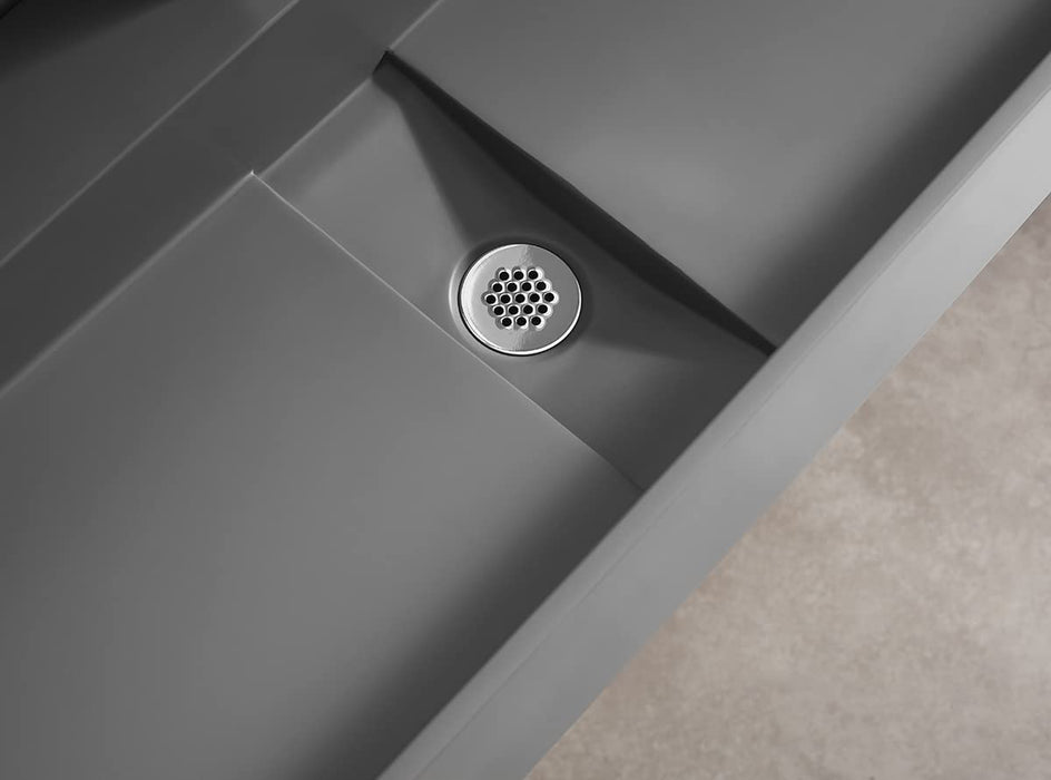 Serene Valley 47" Floating or Countertop Bathroom Sink, Double Faucet Holes with Hidden Drain, Solid Surface Material in Matte Gray, SVWS605-47GR