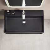 Serene Valley Bathroom Floating Vanity, 24" Wall-Mount Sink with Built-in Towel Space, Solid Surface Material in Matte Black, SVWS607-24BK