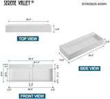 Serene Valley 40" Floating or Countertop Bathroom Sink, Single Faucet Holes with Hidden Drain, Solid Surface Material in Matte White, SVWS605-40WH