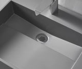 Serene Valley Floating or Countertop Bathroom Sink, Large Square Sink with Hidden Drain, 40" Solid Surface Material in Matte Gray, SVWS614-40GR