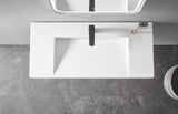 Serene Valley Floating or Countertop Bathroom Sink, Special Wedge with Hidden Drain Design, 40" Solid Surface Material in Matte White, SVWS611-40WH