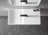 Serene Valley Floating or Countertop Bathroom Sink, Side Faucet with Square Sink and Hidden Drain, 32" Solid Surface Material in Matte White, SVWS613-32WH