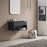 Serene Valley Bathroom Floating Vanity, 24" Wall-Mount Sink with Built-in Towel Space, Solid Surface Material in Matte Black, SVWS607-24BK