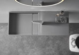 Serene Valley Floating or Countertop Bathroom Sink, Side Faucet with Square Sink and Hidden Drain, 32" Solid Surface Material in Matte Gray, SVWS613-32GR