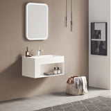 Serene Valley Bathroom Floating Vanity, 32" Wall-Mount Sink with Large Storage Space and Pop-up Strainer, Solid Surface Material in Matte White, SVWS609-32WH