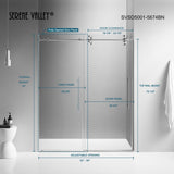 Serene Valley SVSD5001-5674BN Big Roller Frameless Sliding Shower Door - Superclear 3/8" Tempered Glass - 304 Stainless Steel Hardware in Brushed Nickel 52"- 56"W x 74"H