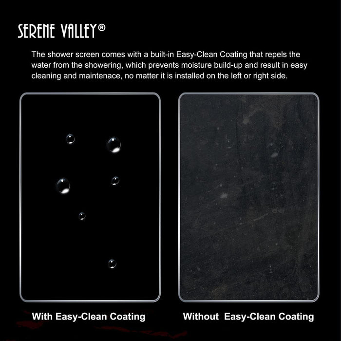 Serene Valley Stand-Alone Shower Screen SVSD5007-3474GM, 3/8" Tempered Glass with Easy-Clean Coating, Premium 304 Stainless Steel Construction with Reversible Installation, Gunmetal Finish
