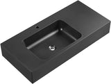 Serene Valley Bathroom Sink, Wall-Mount or On Countertop, 47" with Square Sink and Flat Space, Single Faucet Hole, Premium Granite Material in Matte Black