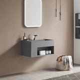 Serene Valley Bathroom Floating Vanity, 32" Wall-Mount Sink with Large Storage Space and Pop-Up Strainer, Solid Surface Material in Matte Gray, SVWS609-32GR