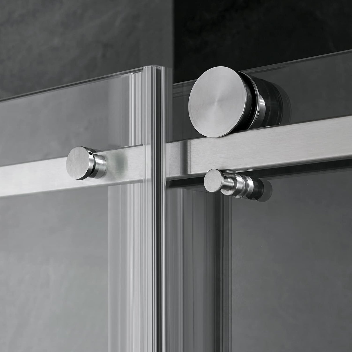 Serene Valley Square Rail Frameless Sliding Shower Door SVSD5003-4874BN, Easy-Clean Coating 3/8" Tempered Glass - 304 Stainless Steel Hardware in Brushed Nickel 44"- 48"W x 74"H