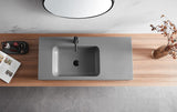 Serene Valley Bathroom Sink, Wall-Mount or On Countertop, 47" with Square Sink and Flat Space, Single Faucet Hole, Premium Granite Material in Gray