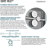 Serene Valley SVSD5001-4874CH Big Roller Frameless Sliding Shower Door - Superclear 3/8" Tempered Glass - 304 Stainless Steel Hardware in Chrome 44"- 48"W x 74"H