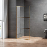 Serene Valley Stand-Alone Shower Screen SVSD5005-3474BG, 3/8" Tempered Glass with Easy-Clean Coating, Premium 304 Stainless Steel Construction with Reversible Installation, Brushed Gold Finish