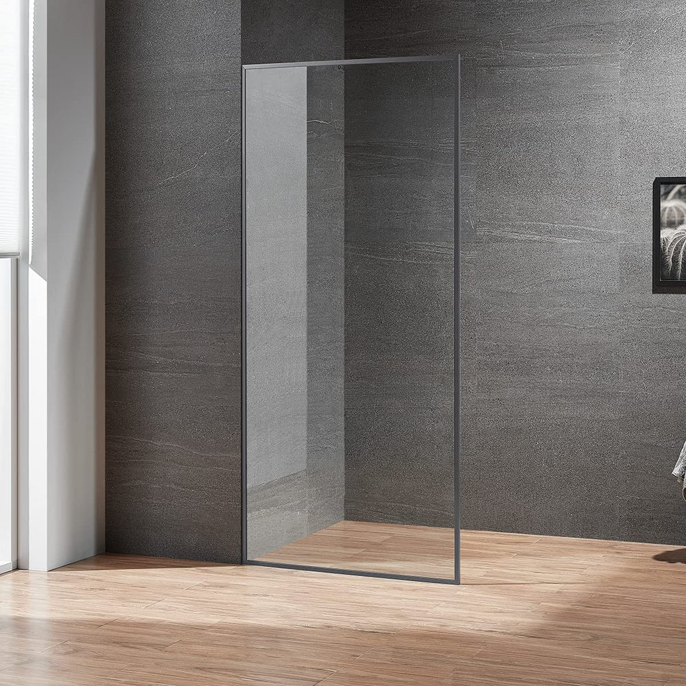 Serene Valley Stand-Alone Shower Screen SVSD5008-3474GM, 3/8" Tempered Glass with Easy-Clean Coating, Premium 304 Stainless Steel Construction with Reversible Installation, Gunmetal Finish