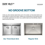 Stainless Steel 33-in. 50/50 Double Bowl Drop-in or Undermount Kitchen Sink with Thick Deck and Grids, DD3322R