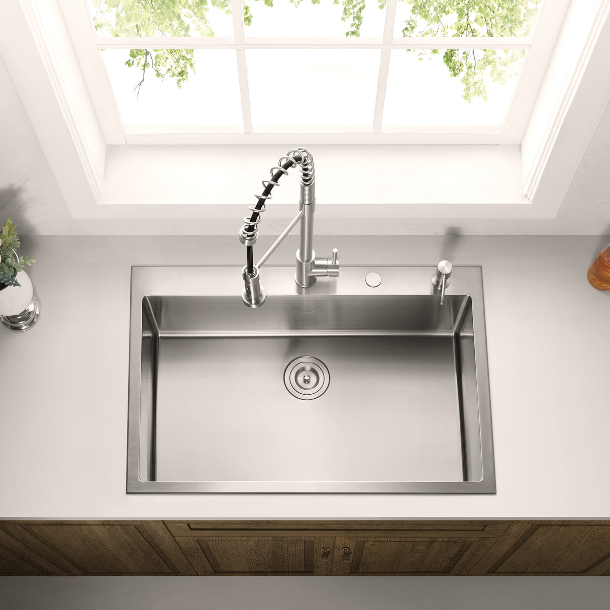 Stainless Steel 33-in. Single Bowl Drop-in or Undermount Kitchen Sink with Thick Deck and Grid, DS3322R