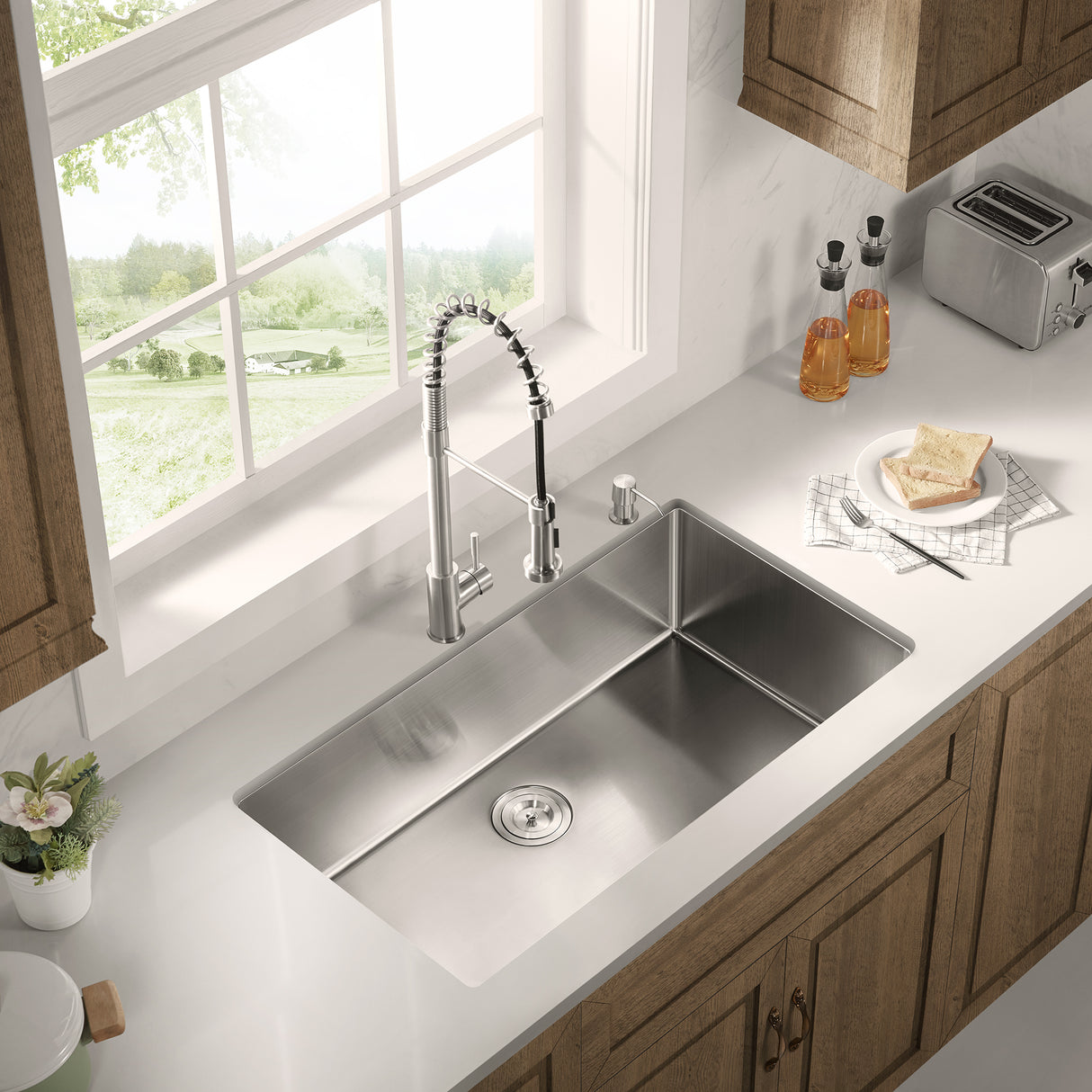 Stainless Steel 36-in. Single Bowl Drop-in or Undermount Kitchen Sink with Thick Deck and Grid, DS3622R