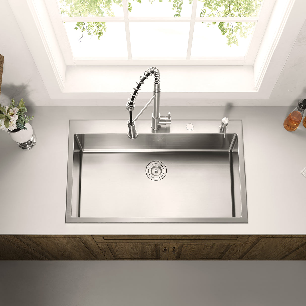 Stainless Steel 36-in. Single Bowl Drop-in or Undermount Kitchen Sink with Thick Deck and Grid, DS3622R