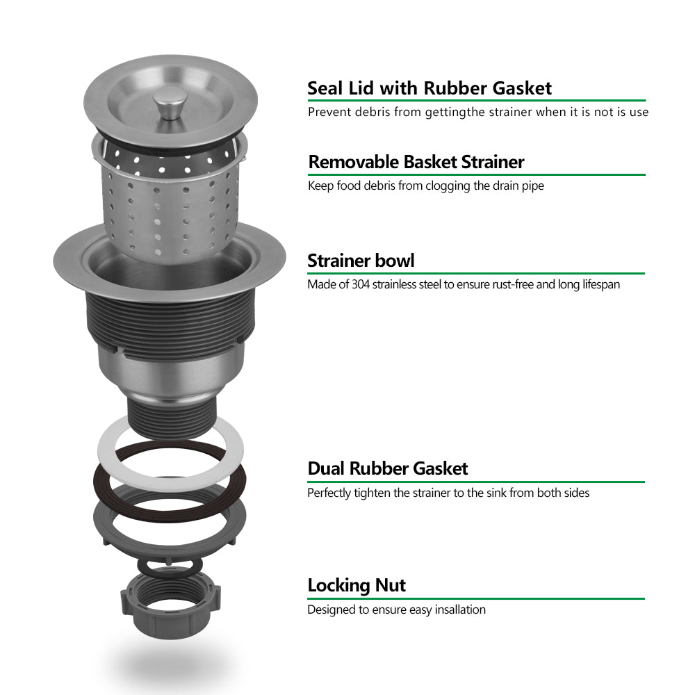 3-1/2-inch Kitchen Sink Strainer Assembly, NDA0028