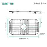 Serene Valley Sink Bottom Grid 26" x 14", Matte Black Color, Centered Drain with Corner Radius 3-1/2", ND2614C-MB