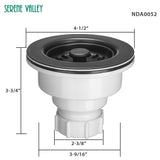 3-1/2 inch Kitchen Sink Strainer Assembly with Stopper for Matching Color of Granite or Fireclay Sinks - Black NDA0052