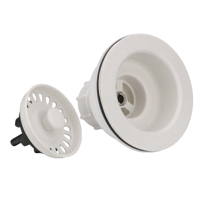 Serene Valley 3-1/2 inch Kitchen Sink Strainer Assembly with Stopper for Matching Color of Granite or Fireclay Sinks - White NDA0054