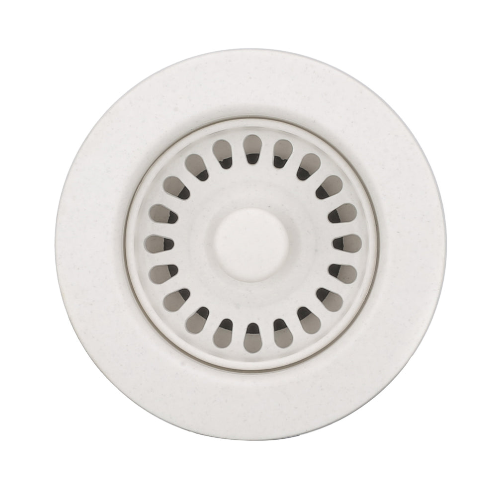 Serene Valley 3-1/2 inch Kitchen Sink Strainer Assembly with Stopper for Matching Color of Granite or Fireclay Sinks - White NDA0054