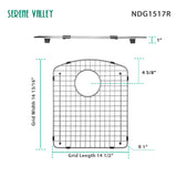 Serene Valley Sink Bottom Grid 14-1/2" L x 16-13/16" W, Rear Drain, Sink Rack NDG1517R