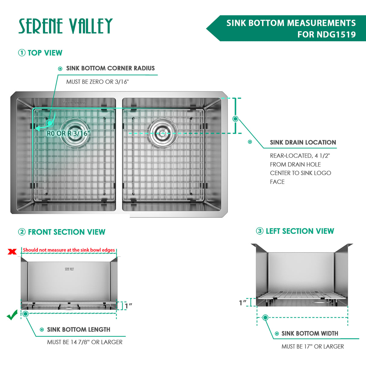 sink grid, NDG1519 dim 14 1/2" x 16 1/2"