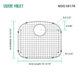 Sink Grid 18-13/16" x 16-13/16", Rear Drain with Bottom Corner Radius 3-1/2" and Top Corner Radius 9-1/2", NDG1817R