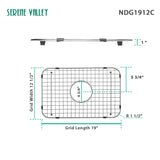 Serene Valley Sink Bottom Grid 19" x 12-1/2", Centered Drain with Corner Radius 1-1/2", NDG1912C