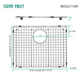 Sink Bottom Grid 20-11/16" X 15-13/16", Rear Drain with Corner Radius 3/16" NDG2116R