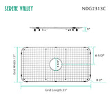 Sink Bottom Grid 23" X 13", Centered Drain with Corner Radius 2", NDG2313C